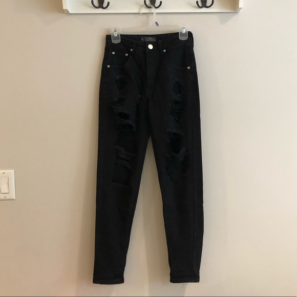 Black Ripped Mom Jeans - Picture 2 of 4